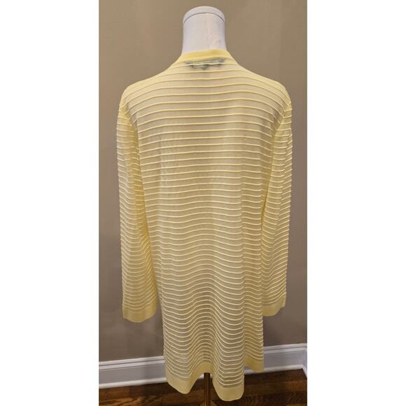 Ming Wang Open Cardigan Duster Sweater One Hook Closure Yellow Lightweight XL - Picture 4 of 9
